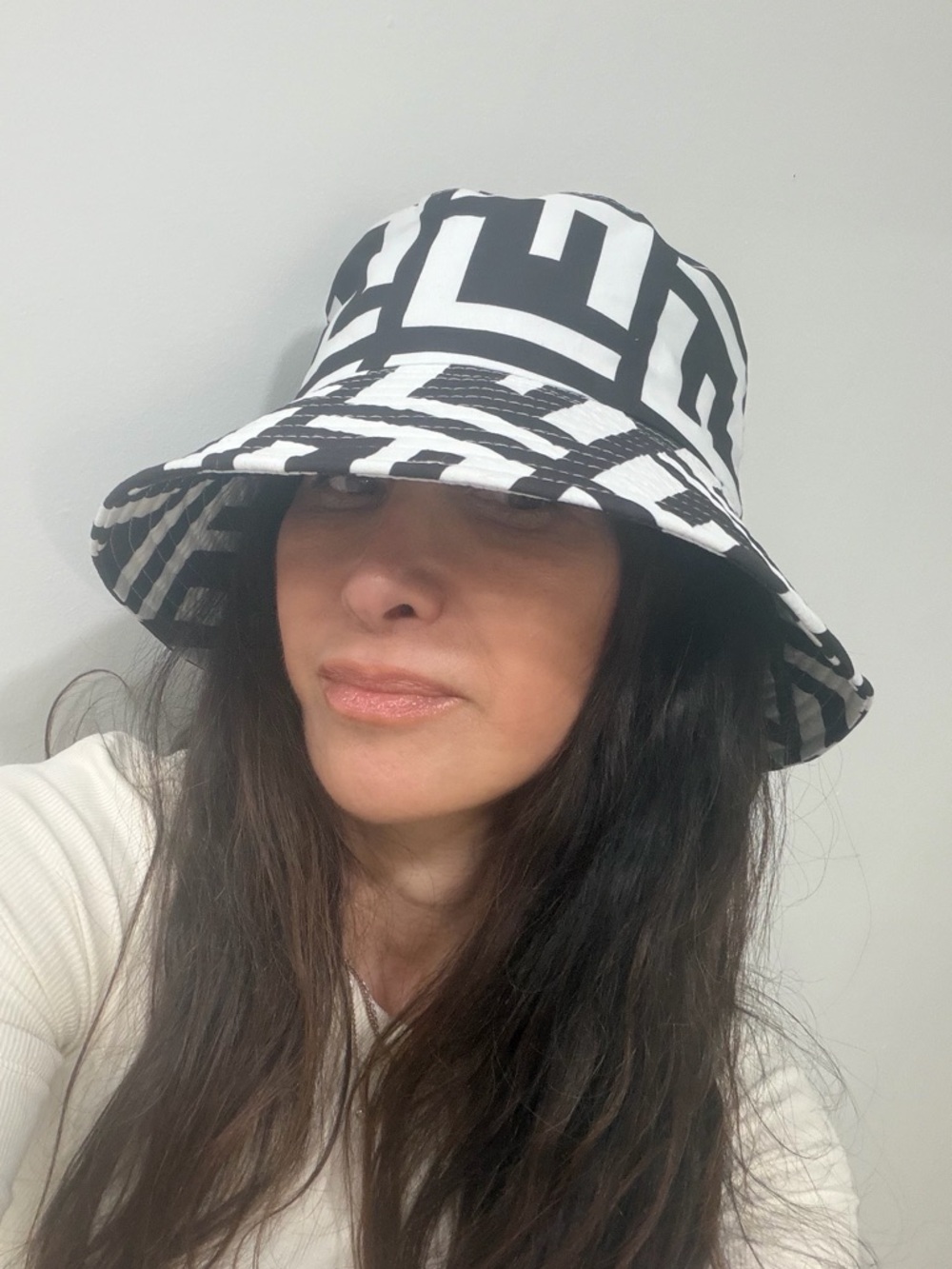 Black and White Patterned Bucket Hat